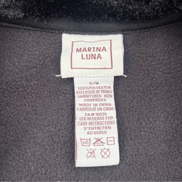 Marina Luna Black Heather Full Zip Cape Jacket Faux Fur Collar - Picture 6 of 10